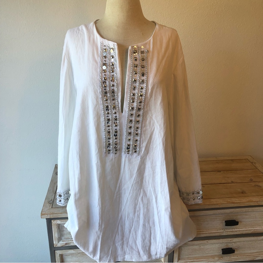 Dotti White Tunic Top w/Sparkle Size XL